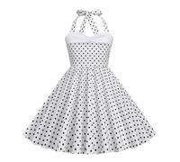 Robe Cérémonie Vintage Fille Enfant Robe Rockabilly Année 50/60 Retro à Pois Polka Dot Imprimé Floral Robe Pin Up de Soirée Fête Cocktail Noël Mariage sans Manches A-Ligne Dress Princesse 3-8 Ans