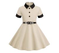 Robe Cérémonie Vintage Fille Enfant Robe Rockabilly Année 50/60 Retro à Pois Polka Dot Imprimé Floral Robe Pin Up de Soirée Fête Cocktail Noël Mariage sans Manches A-Ligne Dress de Princesse 3-8 Ans