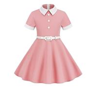 Robe Cérémonie Vintage Fille Enfant Robe Rockabilly Année 50/60 Retro Robes Pin Up de Soirée Fête Cocktail Noël Mariage sans Manches A-Ligne Midi