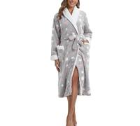 Robe Chambre Femme,Peignoir De Bain Moelleux Super Doux pour Femme avec Poche À Col Châle, Peignoir D'Hiver En Flanelle, Peignoir Chaud En Peluche, Peignoir Long pour Femme, Robe De Détente Color