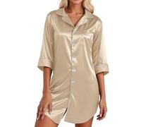 Robe Chambre Femme - Peignoir Doux Et Confortable pour avec Col À Revers Vêtement de Nuit Basique pour Tous Les Jours pour Toutes Les Saisons (Beige XXL)
