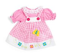 Robe chasuble à carreaux rose Bigjigs Toys (Moyenne) | Robes souples pour poupées | Vêtements de poupée pour enfant | Chasubles à manches bouffantes blanches pour poupées | Cadeaux jeux de rôle