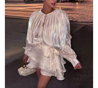 Robe chemise à manches lanternes à double volant avec col à volants style Millennium, ne comprend pas la ceinture. Vêtements gothiques sexy pour dames pour le printemps élégant et Halloween L,M,S,XL,X