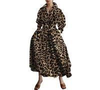 Robe chemise à manches longues pour femme, automne/hiver, col boutonné, imprimé léopard, tenue d'invitée de mariage, Jaune léopard, 4XL