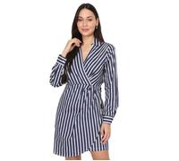 Robe chemise cache coeur à rayures et effet portefeuille.Manches longues boutonnées. pour femme - Robes - La Modeuse M