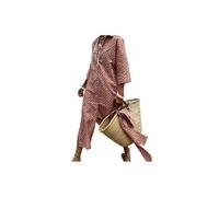 Robe Chemise Classique à Lacets à Rayures, Robes Chemises pour Femmes, Robe Chemise Fendue à Revers (Red,TG)