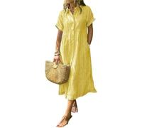 Robe chemise d'été décontractée et ample à rayures avec poches fonctionnelles, coupe ample (jaune, taille M)