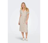 ONLY ONLSIESTA SS Lin BL Shirt Dress PNT Noos Femme Robe mi-Longue Beige L 80% Viscose, 20% Lin