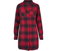 Urban Classics Robe-chemise courte à carreaux, manches longues Rouge S Femme