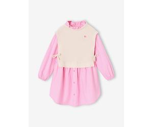 Robe-chemise fille effet 2 en 1 écru 10A