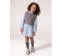 Robe-chemise fille effet 2 en 1 gris chiné 6A