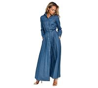 Robe chemise longue femme Nife Bleu 36