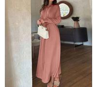 Robe chemise maxi avec ceinture amovible, style casual, effet lin, convient pour une tenue modeste L,M,S,XLUnicoloreTissu tissé