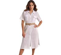 Robe chemise mi-longue de plage femme Selmark Complementos Blanc M