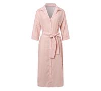 Robe chemise mi-longue décontractée pour femme à rayures classiques et col en V, Rose, M