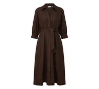 Robe chemise midi en lin cintrÃ©e avec ceinture similicuir femme COMMA Marron 32