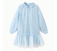 Robe chemise pour filles, robe en maille et patchwork pour adolescentes, collection printemps 2026 Doux et agréable pour la peau : Le tissu en mélange de coton est respirant et non collant, sans agent