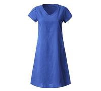 Robe chemise surdimensionnée à col en V pour femme, manches courtes, pour l'été, Bu2., XL
