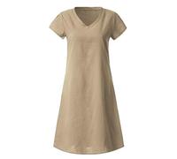 Robe chemise surdimensionnée à col en V pour femme, manches courtes, pour l'été, kaki, 3XL