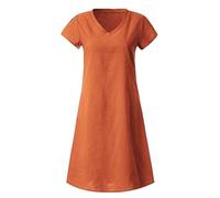 Robe chemise surdimensionnée à col en V pour femme, manches courtes, pour l'été, Orange, XXL