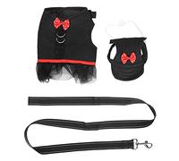 Robe Chemises pour Animaux de Compagnie, Jupe de Princesse pour Chien, vêtements d'été Mignons pour Petits Chiens, en Polyester Rose Noir avec nœuds, Chapeau en Laisse (GXBD02 Noir XS)