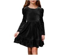 Robe Chic Et Elegante Fille Velours Enfant Fille Photographie Elegant Dress De Fête Anniversaire Dentelle Plissée Tenue De Soirée en Tulle Doux Vêtement pour Ceremonie Festival