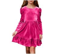Robe Chic Et Elegante Fille Velours Enfant Fille Photographie Elegant Dress De Fête Anniversaire Dentelle Plissée Tenue De Soirée en Tulle Doux Vêtement pour Ceremonie Festival
