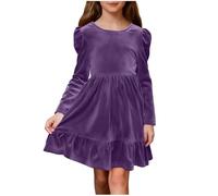 Robe Chic Et Elegante Fille Velours Enfant Fille Photographie Elegant Dress De Fête Anniversaire Dentelle Plissée Tenue De Soirée en Tulle Doux Vêtement pour Ceremonie Festival