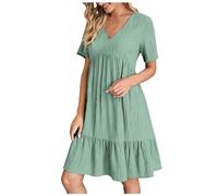 Robe Chic Robes Femmes D Été Grande Taille Femme Et Elegant Portefeuille Longue Fleurie Cache Coeur Boheme Mariage Ete Fluide Soiree Courte sans Manche Grossesse De Plage Rockabilly,a-Menthe Verte,M