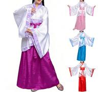 Robe Chinoise, Générique Kimono Japonais Deguisement Enfant Fille, Robe Costume Yukata Peignoir Traditionnelle Jeune Dame de Satin à Manche Longue Mariage Fête Performance #0202 1 2 3 4 5 6 7 8 10 ans