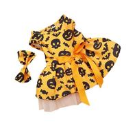 Robe citrouille d'Halloween pour animal de compagnie - Robe en peluche pour petit chien, chat - Robe de princesse BZa281 (orange, L)