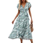 Robe Cocktail Femme Chic Vetement Mi-Longue Invité Cache Le Ventre Coeur Mi Longue Costume Fleurie Bal Robe Longue Boheme Soirée Bapteme Dress Été Asymétrique D'été Ete Maxi Mes Commandes, XXL