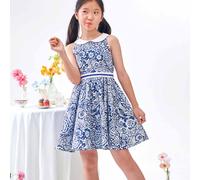 Robe col claudine rentrée scolaire hepburn bleu marine blanc 3/4A