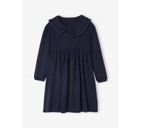 Robe col fantaisie en maille tricot fille marine 5A