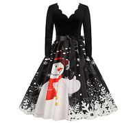 Robe Col V Femme Robe Style Audrey Hepburn - Vêtements De Soirée Chic Sexy et Élégante Ligne A Manches Longues Classique Et Polyvalent Décontracté Et Confortable