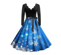 Robe Col V Femme Robe Style Audrey Hepburn - VêTements De SoiréE Grande Taille ÉLéGante Ligne A Manches Longues Classique Et Polyvalent DéContracté Et Confortable