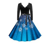 Robe Col V Femme Robe Style Audrey Hepburn - VêTements De SoiréE Grande Taille ÉLéGante Ligne A Manches Longues Classique Et Polyvalent DéContracté Et Confortable