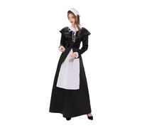 Robe coloniale de pionnier pour femme - Costume de pèlerin - Robe de guerre civile victorienne - Costume de fermier avec tablier - Costume de paysan pour la fête de la bière, R noir., XL