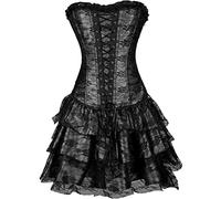 Robe corset corset robe corset robe corset pleine poitrine costume femme burlesque jupe moulin rouge gothique corset jupe spitenrock grande taille Halloween corsage jupe tutu, Noir , M