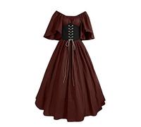 Robe corset médiévale pour femme - Robe d'invité de mariage - Robe vintage - Robe corset Renaissance victorienne - Robe traditionnelle - Grandes tailles - Gothique - Noir - Longue, 007 Café, XXL