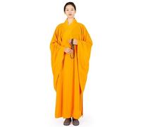 Robe costume de méditation, moine Shaolin Kung Fu robe bouddhiste, unisexe, automne et hiver, robe de moine Shaolin robe longue costume de méditation coton(Yellow,40)
