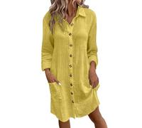 Robe Coton et Lin Femme - Robes Maxi a Manche Longues D'été Lâche Décontractée Couleur Unie - Maxi Robe en Mélange Coton Lin Femmes Classique De Grande Taille Dresses Vacances À La Plage