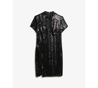 Superdry Mandarin Sequin Short Sleeve Short Dress Noir XL Femme