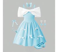 Robe courte à volants avec nœud papillon à l'épaule pour jeune fille, robe décontractée rose avec décoration de nœud papillon, convient pour les activités élégantes en extérieur au printemps et en été