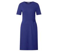 Robe courte bleue unie avec une coupe droite un col rond et des manches courtes 46