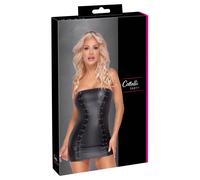 Robe courte bustier mate Cottelli PARTY avec broderies dorées à œillets, taille