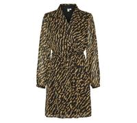 Robe courte chocolat zébrée avec une coupe droite fluide et un col cache-coeur XS