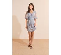 Robe courte col v à motifs - Roman Imp - S - Bleu - Femme - Etam