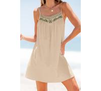 Robe courte crème tissée avec broderie Neutre S