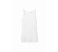 Desigual, Femme, Robes, Blanc, Taille: 42 FR Robe Courte Blanche Col Carré